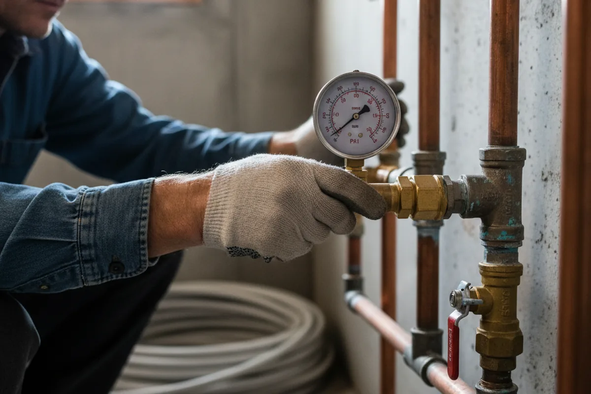 Pressure testing a repaired line during Water Line Repair in Curtis